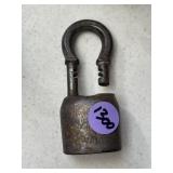 antique iron padlock no key