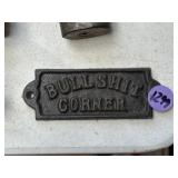 Cast iron bullsh*t corner sign 5'