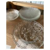 Frosted Glass Serving Set ï¿½ Floral Plates, Bowls