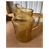 Vintage Amber glass pitcher 9ï¿½ tall