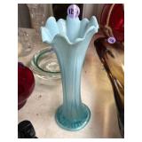 Northwood Blue Opalescent Swung Vase