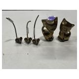 Cats and mice vintage brass figurines