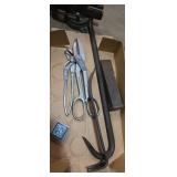 Crow bar, pry bar, snips, wedge and channel locks