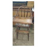 Antique wooden baby high chair