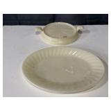 Vintage fire king platter and hot pad