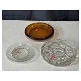 3 vintage glass ashtrays
