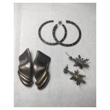 3 pair silvertone vintage  earrings