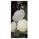 White porcelain lotus bowl and custard dishes