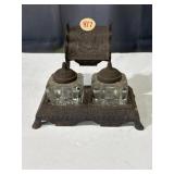 Victorian Eastlake style double inkwell set