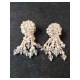Vintage Vendome  white beaded clip-on earrings