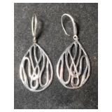 Silver art Deco dangle earrings marked 925.