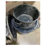 vintage enamelware cooking pots and lids