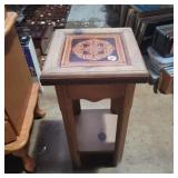 Small solid wood plant stand 23x11 with ceramic