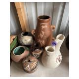 vintage ceramic art pottery, terra-cotta vase