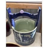 English Ironstone blue & white scenic planter