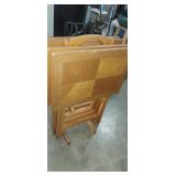 Set of 4 wooden TV dinner trays with stand