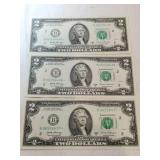3 2017 $2  Star notes consecutive numbers