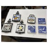 vintage cast iron and ceramic tile trivets