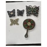 Butterfly brass, cast-iron, and stained glass