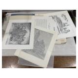 Mix of historical prints churches, landmarks