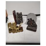 Group of decorative brass, metal, and wood