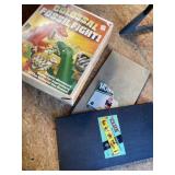 Vintage game boards and colossal fossil fight