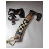 Handmade Viking hatchet w/  leather handle