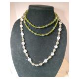 vintage green beaded choker necklace one clear