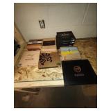 Lot of nine wooden cigar boxes, various brands.