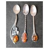 Silver Baltic Amber spoons marked 925 1.180oz