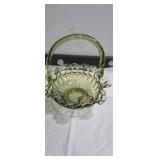 Fenton Colonial Green Double Crimped 8 inch Glass