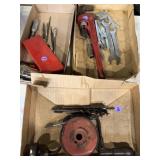 Hand-cranked bench grinder and other vintage