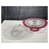 Viking Glass Prelude etched center handle tray