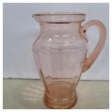 Pink depression glasses pitcher 9.5in tall
