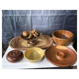 Wooden platter, fruit, relish tray, bowls, etc.