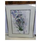 16x20 framed watercolor painting daisies by Jerry