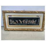 12x6 framed Italian gouache painting on black