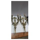 Pair of Brass floral pattern wall sconces