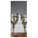 Pair of brass floral pattern metal electric wall