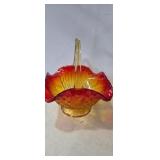 Indiana Glass Amberina color square basket with
