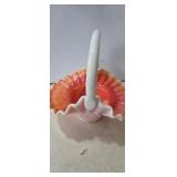 Fenton Art Glass basket,  'Peach Blow' color with