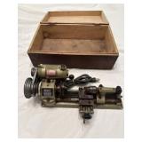 Unimat SL1000 mini lathe with wooden case works