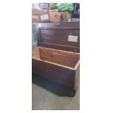 Wooden ceader lined footed hope chest with key