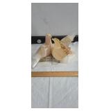 Hand crafted love birds made from carved banded