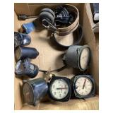 Old aircraft instruments, and headsets