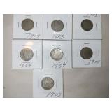 7 V nickels 1903,1904,1905