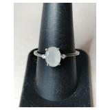 Silver D'Joy Whitestone ring marked 925 size 9.