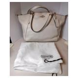 Coach Kelsey Satchel White pebble leather finish