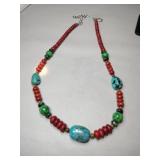 Turquoise and coral necklace