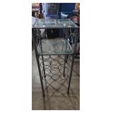 Peir 1 iron glass top 2 tier wine rack 14x14x34in